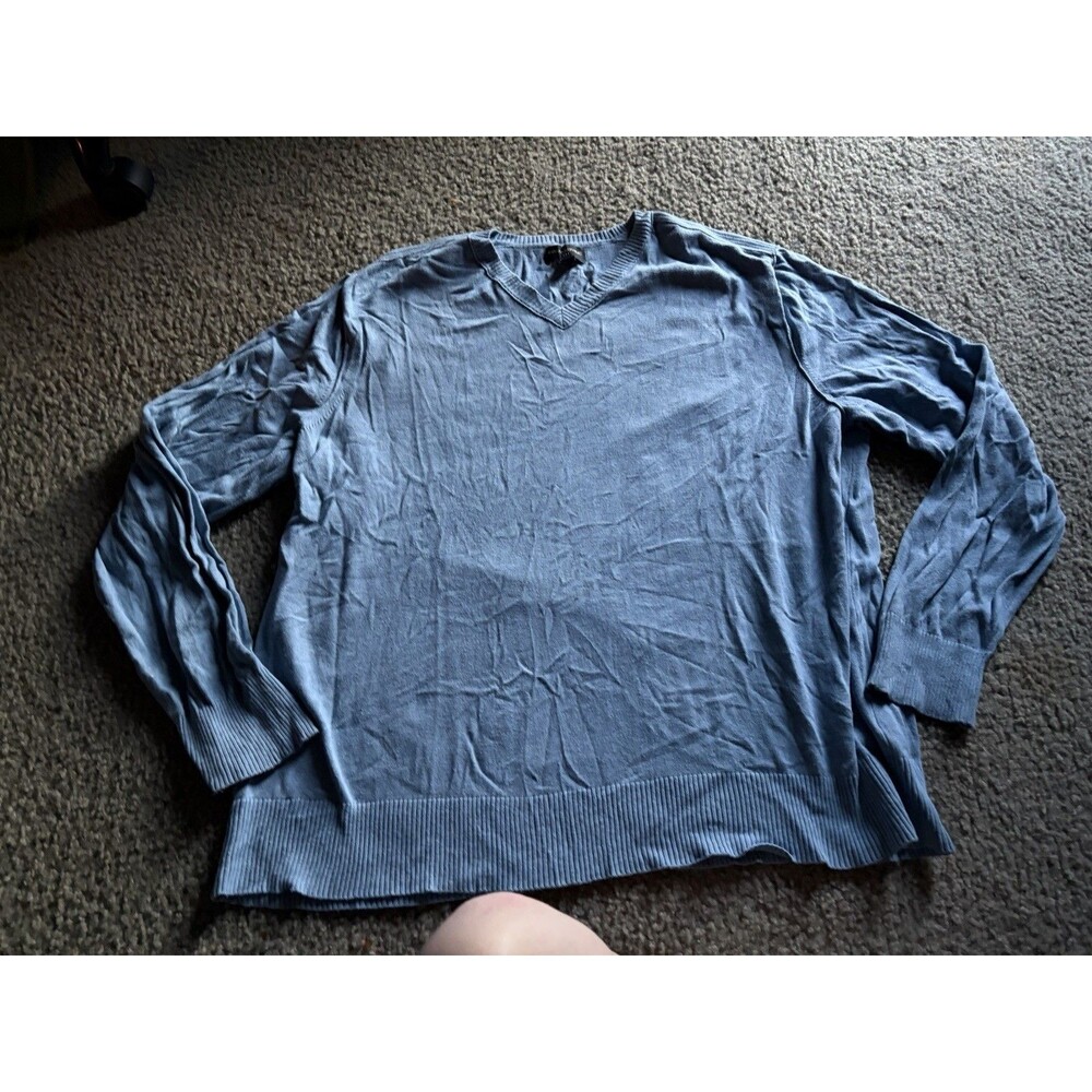 Banana republic Mens V Neck Sweater Blue Cotton Size Large 2X XXL long sleeve